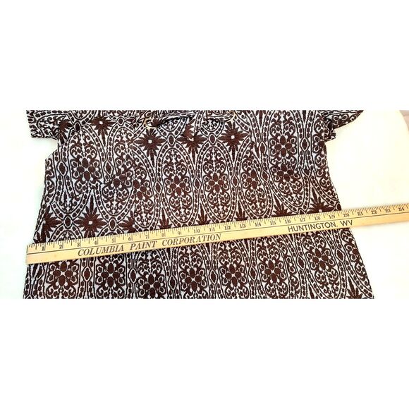 1960s 70s Vintage Brown & White Dress Double Knit Front Tie - Picture 12 of 14